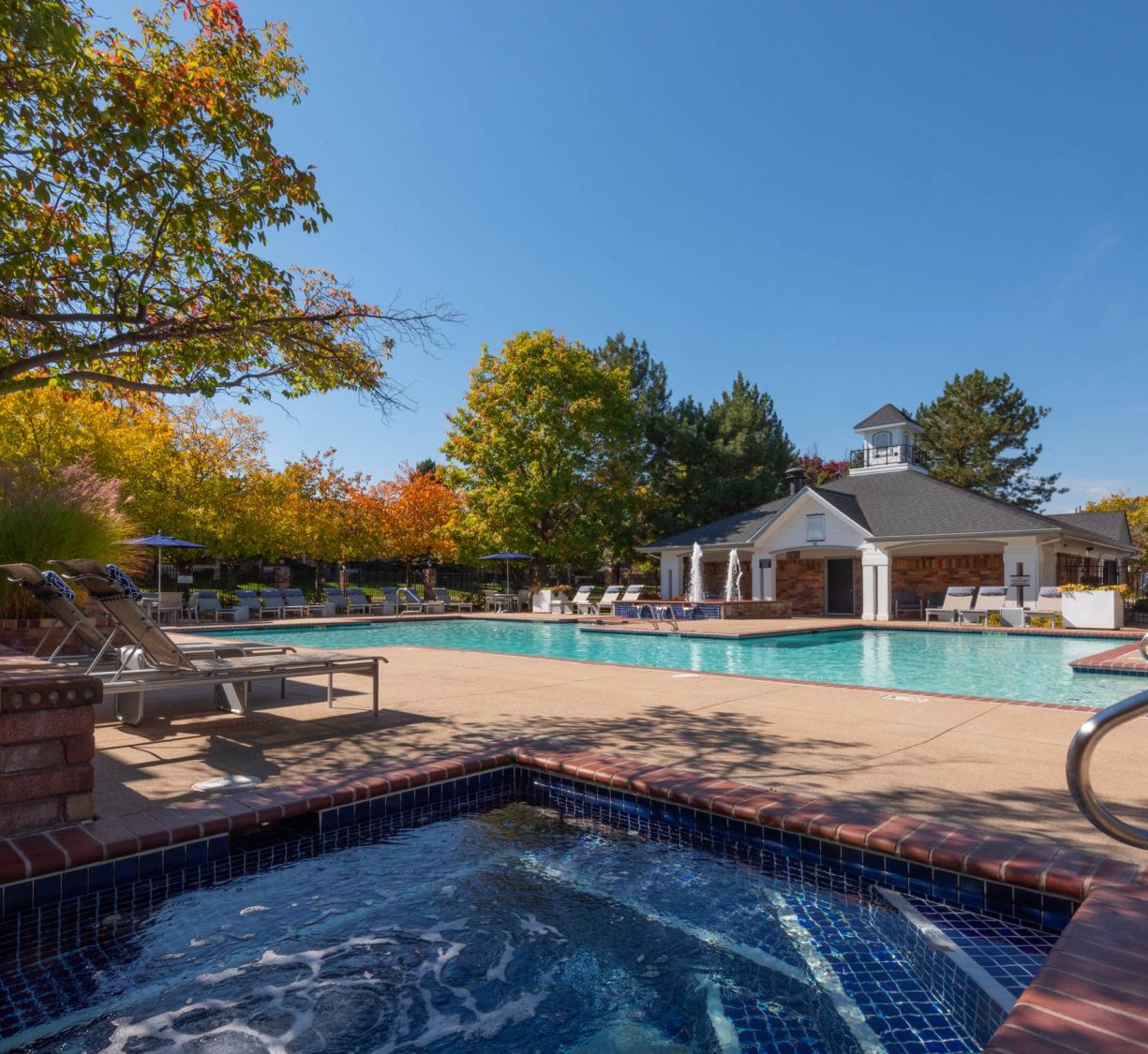 The Windsor luxury pool and spa at dusk