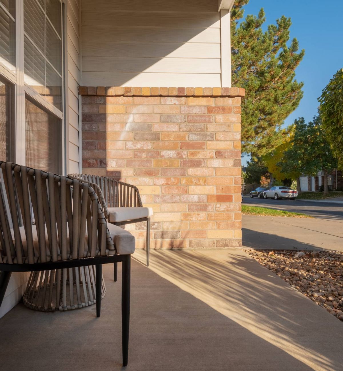 Brixton at Bear Creek resident porch with lounge chairs